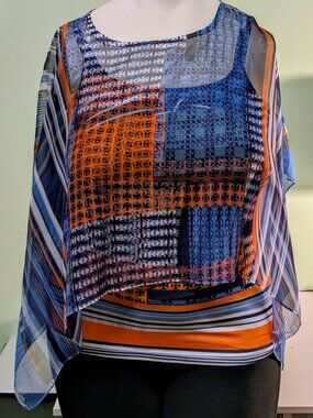 Sheer, flowing tunic with matching tank top underneath (attached)